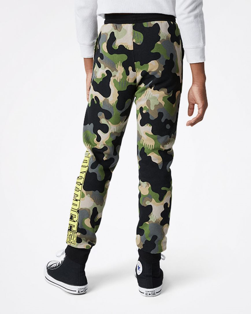 Jogger Nohavice Converse Camo Chlapcenske Olivovo Zelená | SK SKPCM4